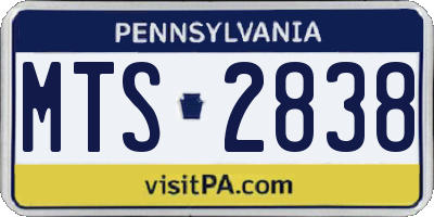 PA license plate MTS2838