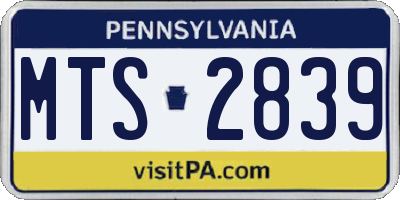 PA license plate MTS2839