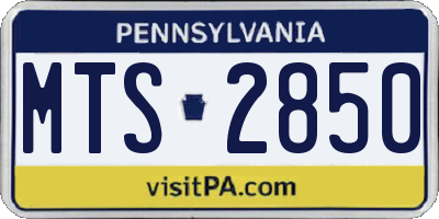 PA license plate MTS2850