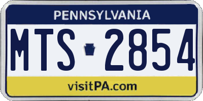 PA license plate MTS2854