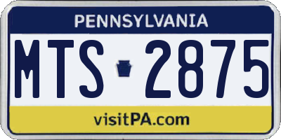 PA license plate MTS2875