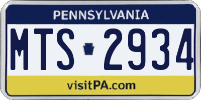 PA license plate MTS2934
