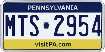 PA license plate MTS2954