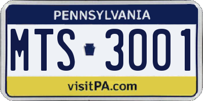 PA license plate MTS3001