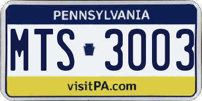 PA license plate MTS3003