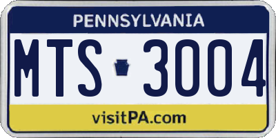 PA license plate MTS3004