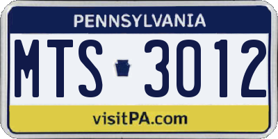 PA license plate MTS3012