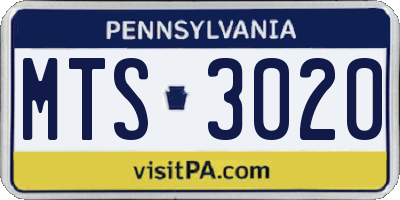 PA license plate MTS3020