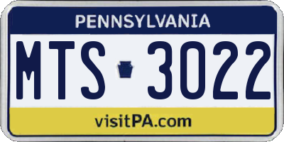 PA license plate MTS3022