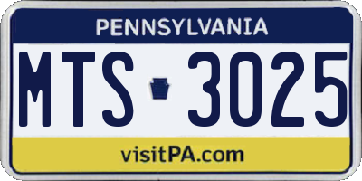 PA license plate MTS3025