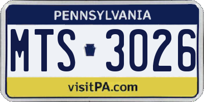PA license plate MTS3026