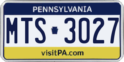 PA license plate MTS3027
