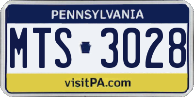 PA license plate MTS3028