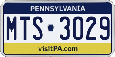 PA license plate MTS3029