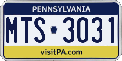 PA license plate MTS3031