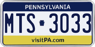 PA license plate MTS3033