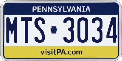 PA license plate MTS3034