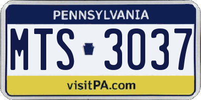 PA license plate MTS3037