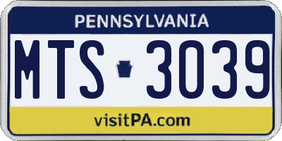 PA license plate MTS3039