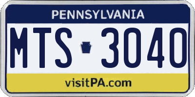 PA license plate MTS3040