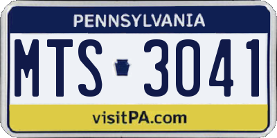 PA license plate MTS3041