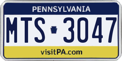 PA license plate MTS3047