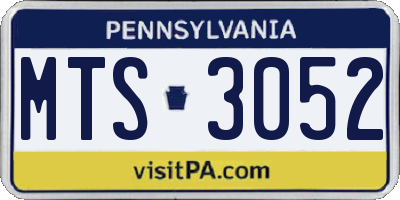 PA license plate MTS3052