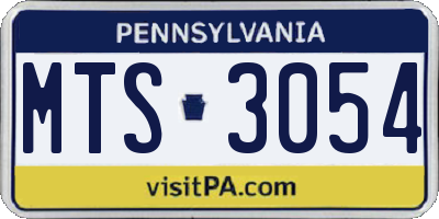PA license plate MTS3054