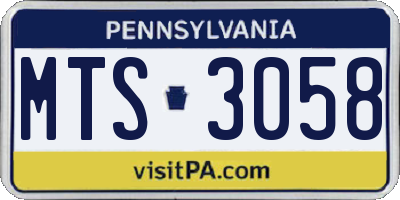 PA license plate MTS3058
