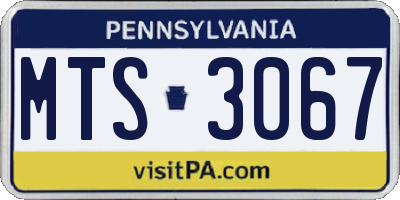 PA license plate MTS3067