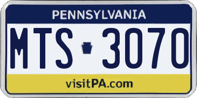 PA license plate MTS3070