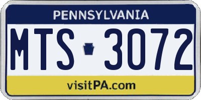 PA license plate MTS3072