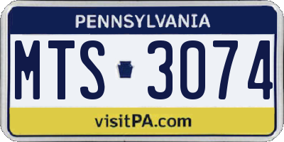 PA license plate MTS3074