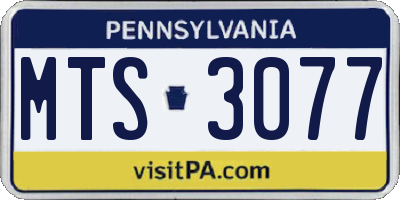 PA license plate MTS3077