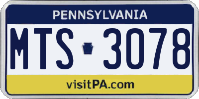 PA license plate MTS3078