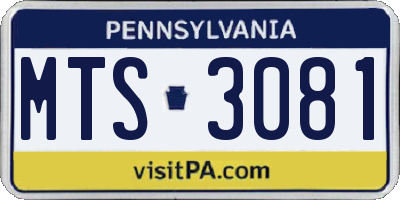 PA license plate MTS3081