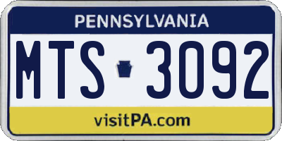 PA license plate MTS3092