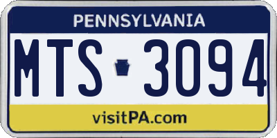 PA license plate MTS3094