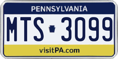 PA license plate MTS3099