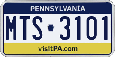 PA license plate MTS3101