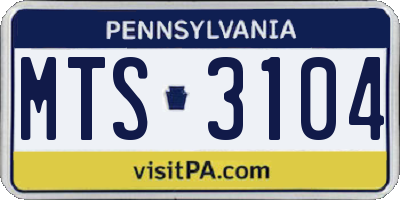 PA license plate MTS3104