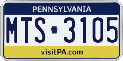 PA license plate MTS3105