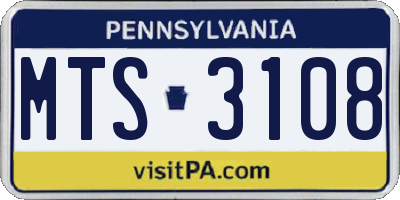 PA license plate MTS3108