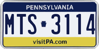PA license plate MTS3114