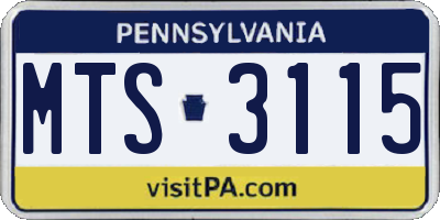 PA license plate MTS3115