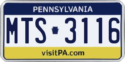PA license plate MTS3116