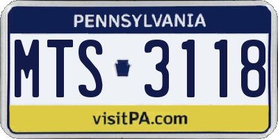 PA license plate MTS3118