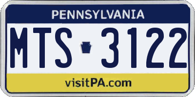 PA license plate MTS3122
