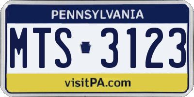 PA license plate MTS3123