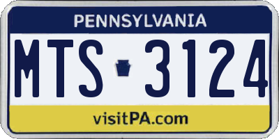 PA license plate MTS3124